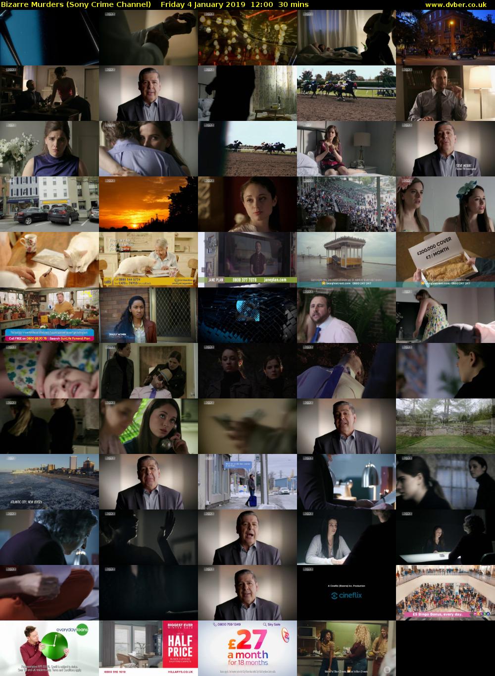 Bizarre Murders (Sony Crime Channel) Friday 4 January 2019 12:00 - 12:30