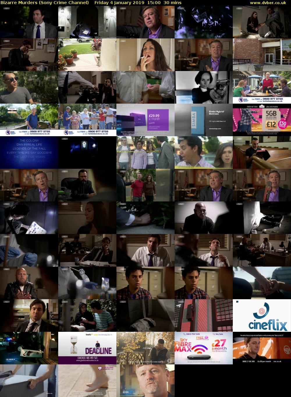 Bizarre Murders (Sony Crime Channel) Friday 4 January 2019 15:00 - 15:30