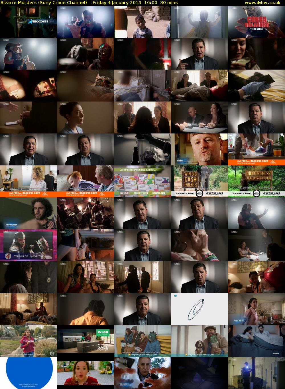 Bizarre Murders (Sony Crime Channel) Friday 4 January 2019 16:00 - 16:30