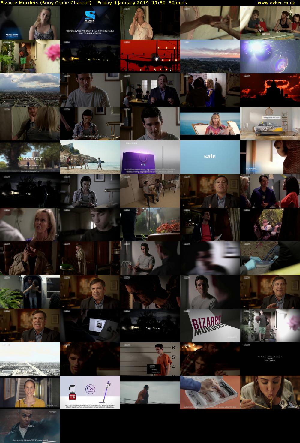 Bizarre Murders (Sony Crime Channel) Friday 4 January 2019 17:30 - 18:00