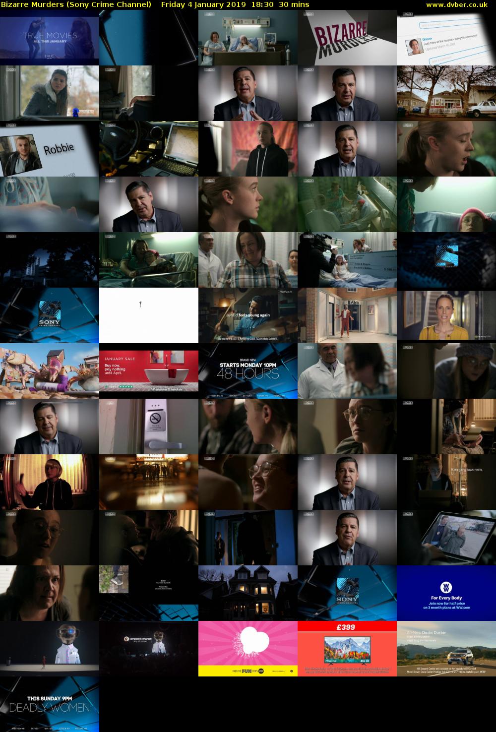 Bizarre Murders (Sony Crime Channel) Friday 4 January 2019 18:30 - 19:00