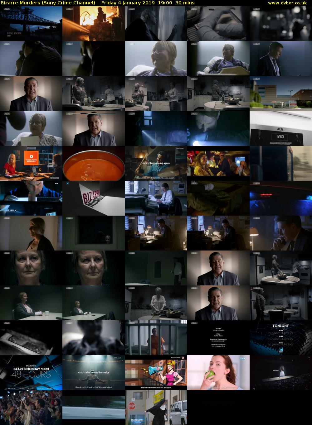 Bizarre Murders (Sony Crime Channel) Friday 4 January 2019 19:00 - 19:30