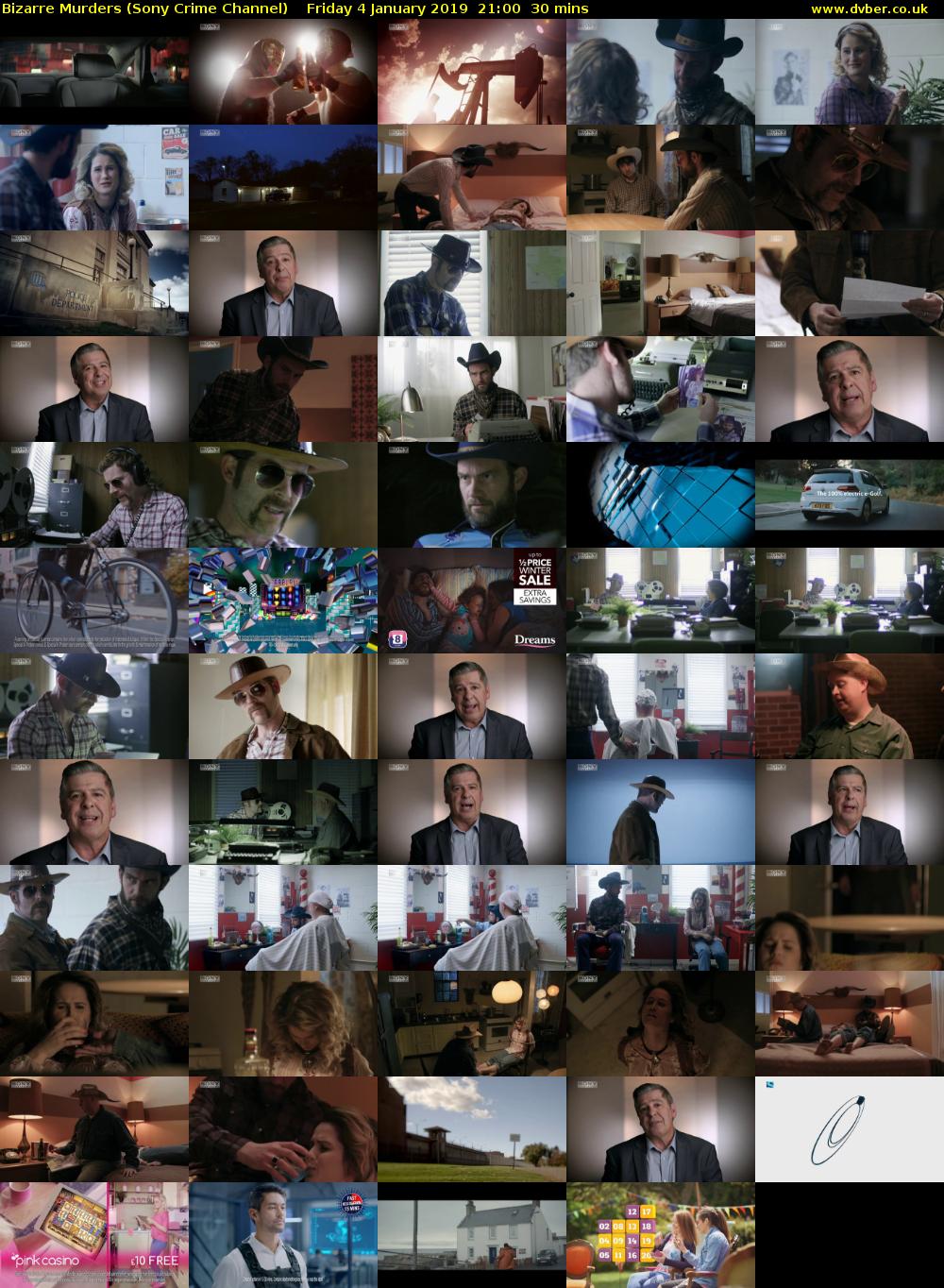 Bizarre Murders (Sony Crime Channel) Friday 4 January 2019 21:00 - 21:30