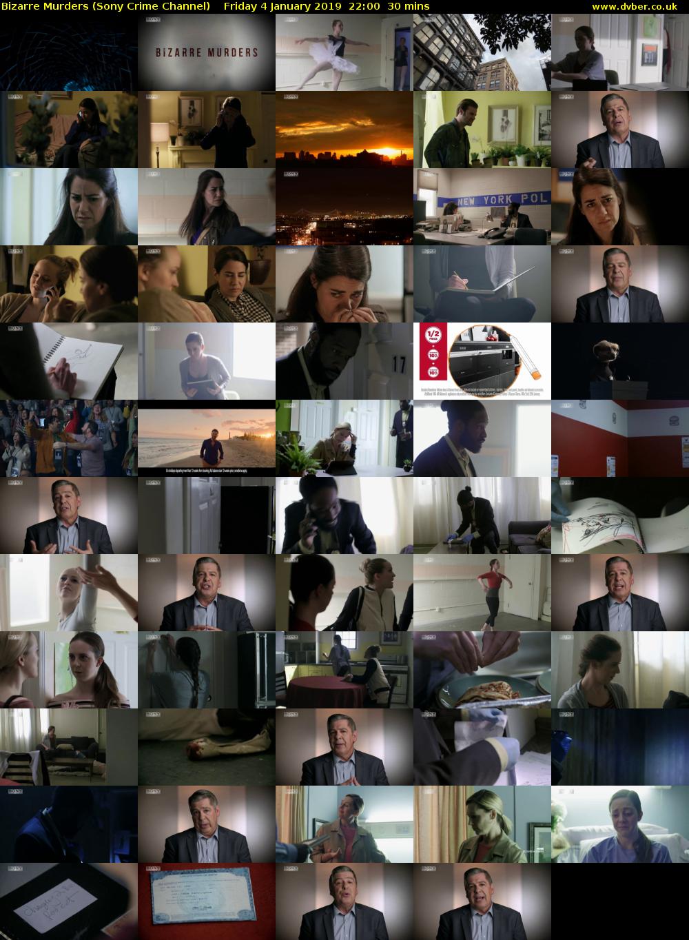 Bizarre Murders (Sony Crime Channel) Friday 4 January 2019 22:00 - 22:30