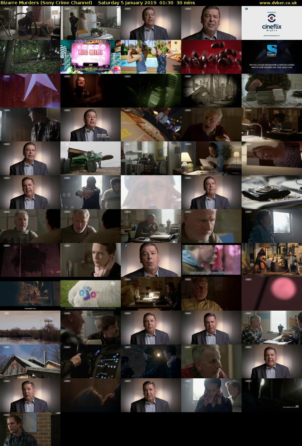 Bizarre Murders (Sony Crime Channel) Saturday 5 January 2019 01:30 - 02:00