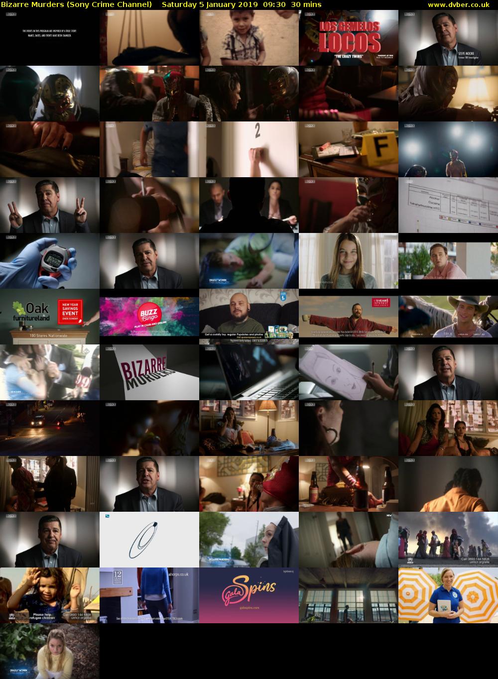 Bizarre Murders (Sony Crime Channel) Saturday 5 January 2019 09:30 - 10:00