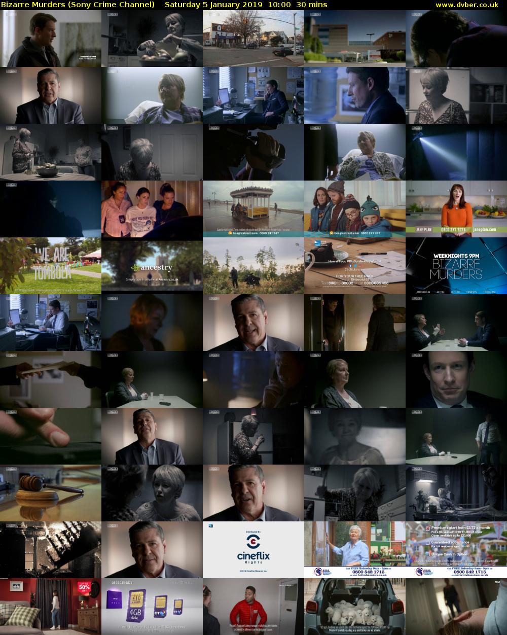 Bizarre Murders (Sony Crime Channel) Saturday 5 January 2019 10:00 - 10:30