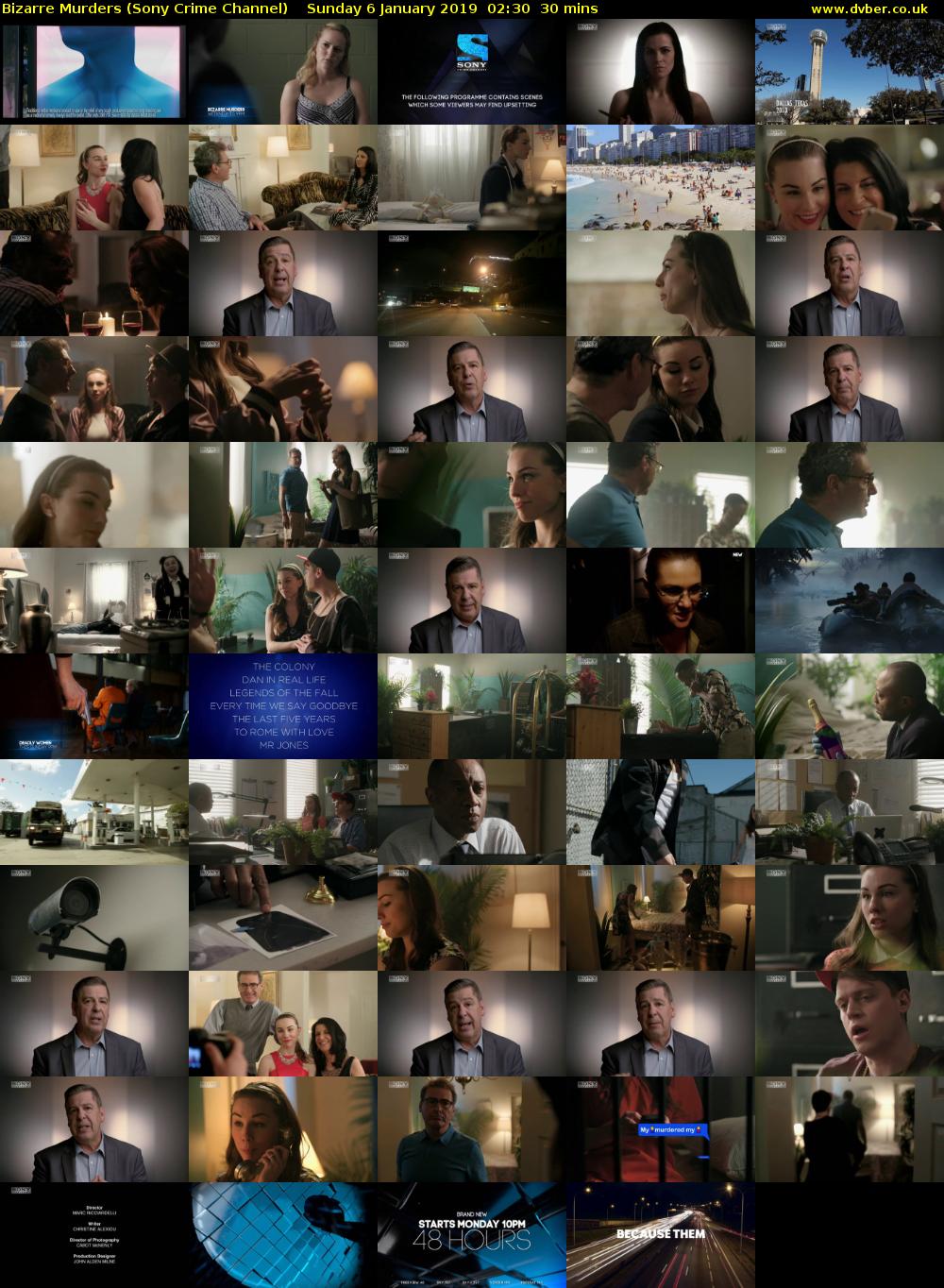 Bizarre Murders (Sony Crime Channel) Sunday 6 January 2019 02:30 - 03:00