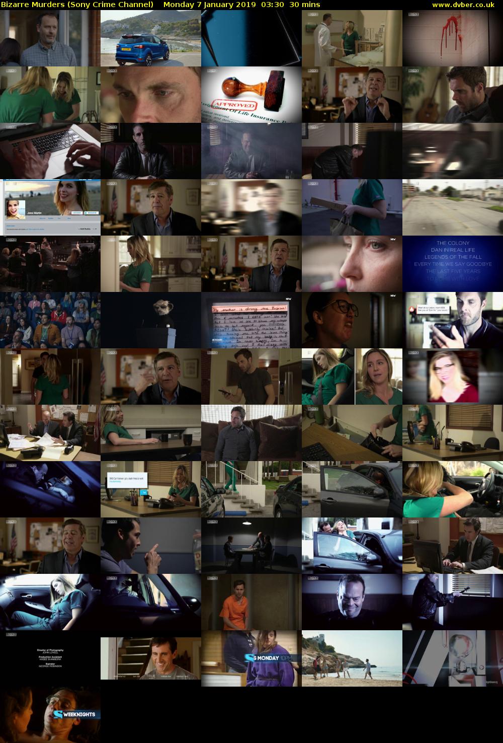 Bizarre Murders (Sony Crime Channel) Monday 7 January 2019 03:30 - 04:00