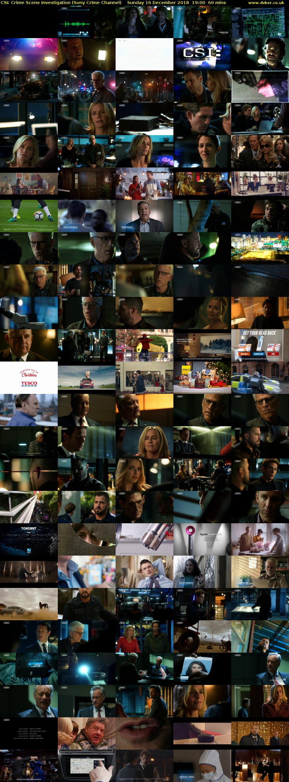 CSI: Crime Scene Investigation (Sony Crime Channel) Sunday 16 December 2018 19:00 - 20:00