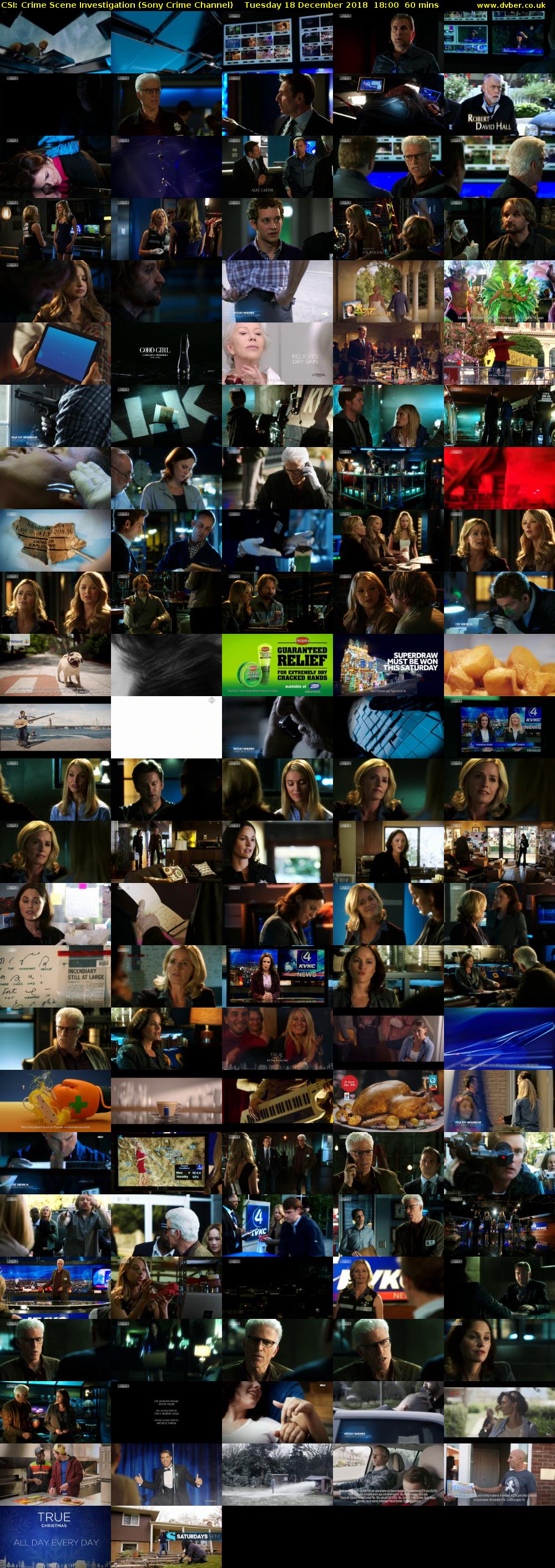 CSI: Crime Scene Investigation (Sony Crime Channel) Tuesday 18 December 2018 18:00 - 19:00