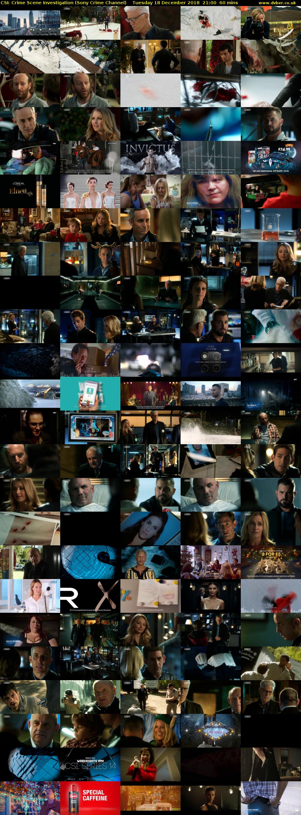 CSI: Crime Scene Investigation (Sony Crime Channel) Tuesday 18 December 2018 21:00 - 22:00