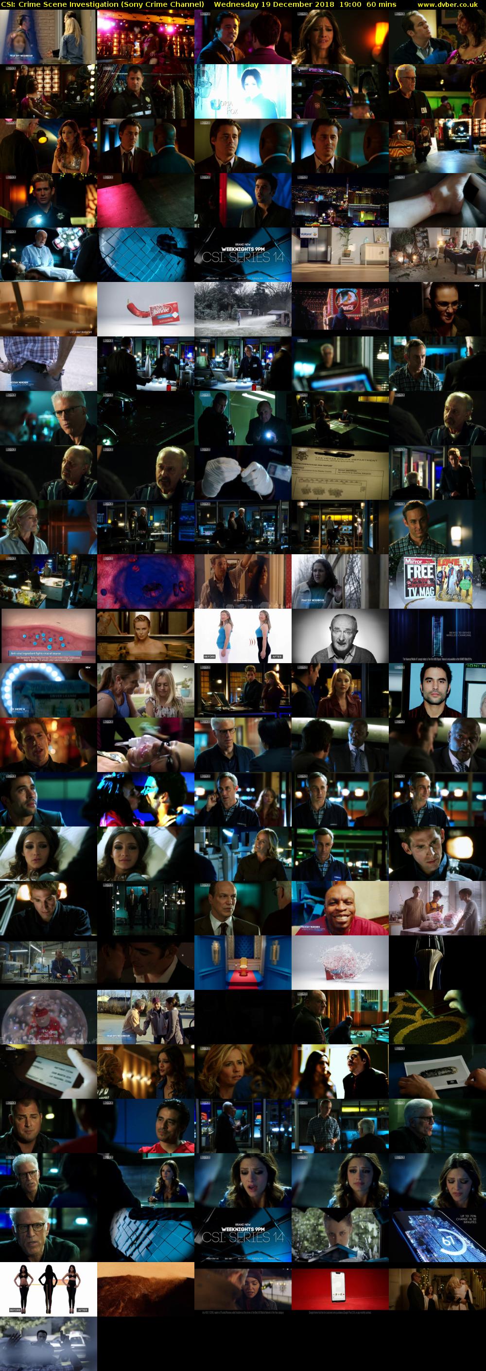 CSI: Crime Scene Investigation (Sony Crime Channel) Wednesday 19 December 2018 19:00 - 20:00