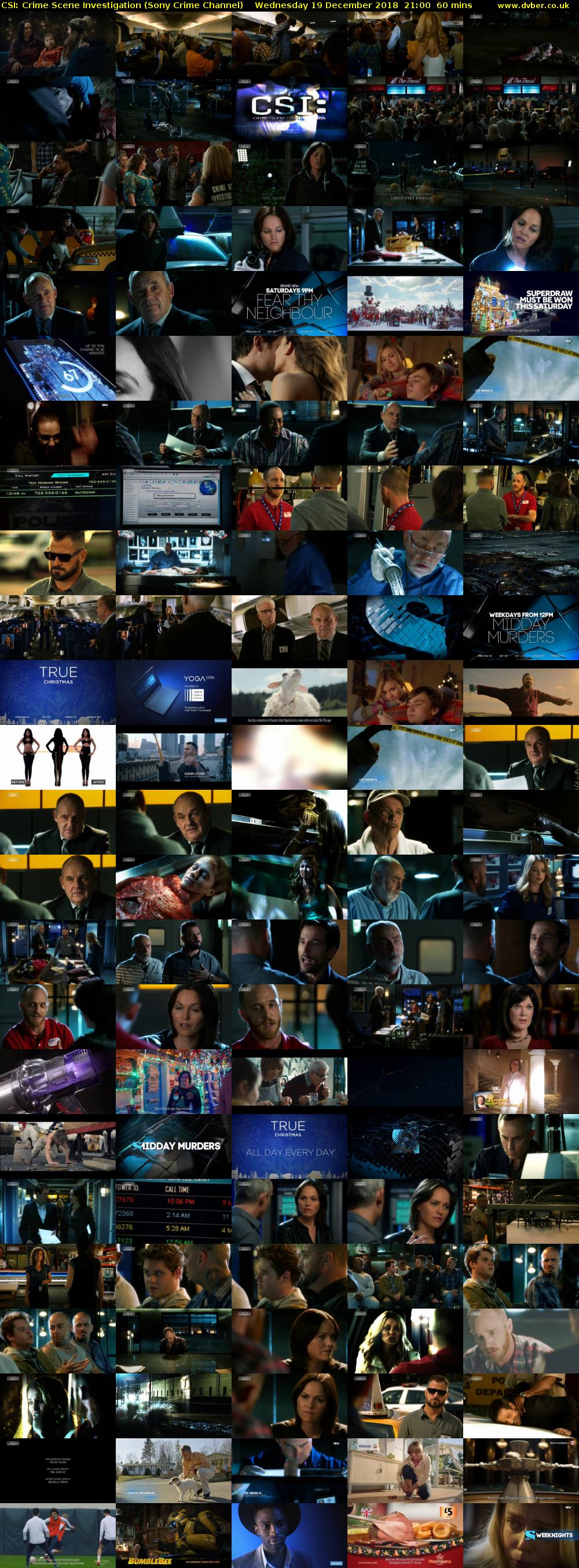 CSI: Crime Scene Investigation (Sony Crime Channel) Wednesday 19 December 2018 21:00 - 22:00