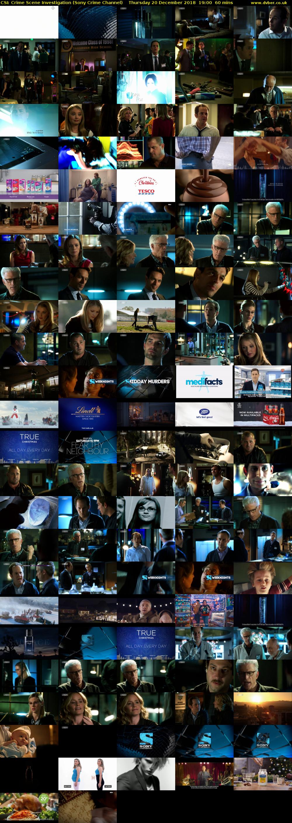 CSI: Crime Scene Investigation (Sony Crime Channel) Thursday 20 December 2018 19:00 - 20:00