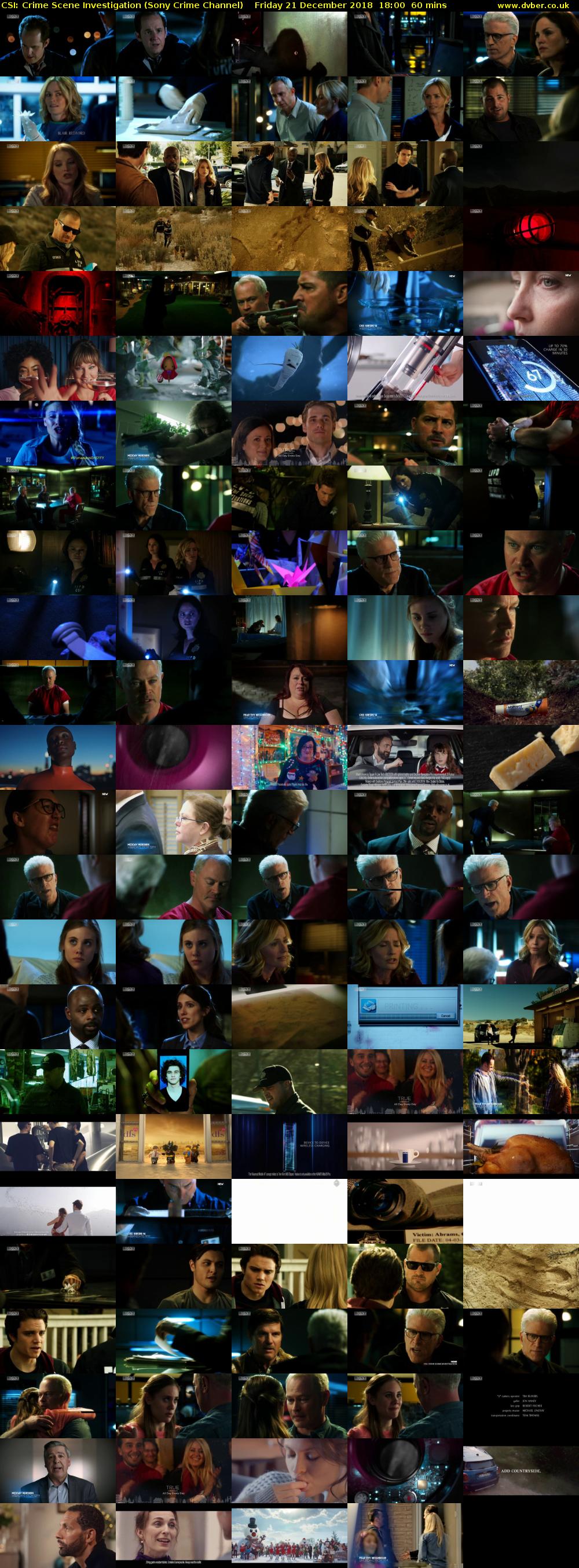 CSI: Crime Scene Investigation (Sony Crime Channel) Friday 21 December 2018 18:00 - 19:00