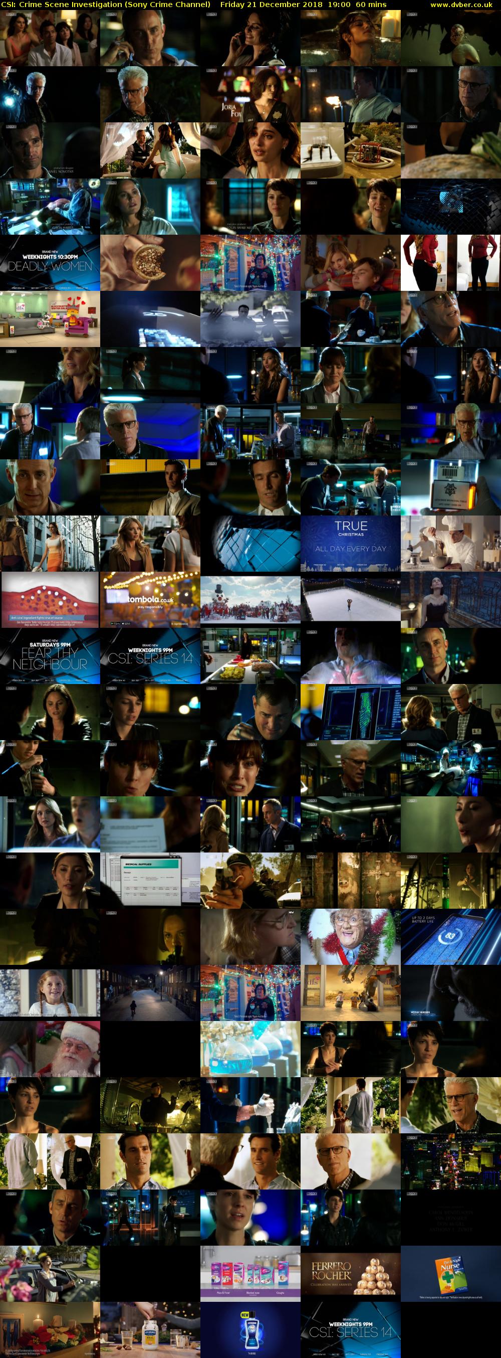 CSI: Crime Scene Investigation (Sony Crime Channel) Friday 21 December 2018 19:00 - 20:00
