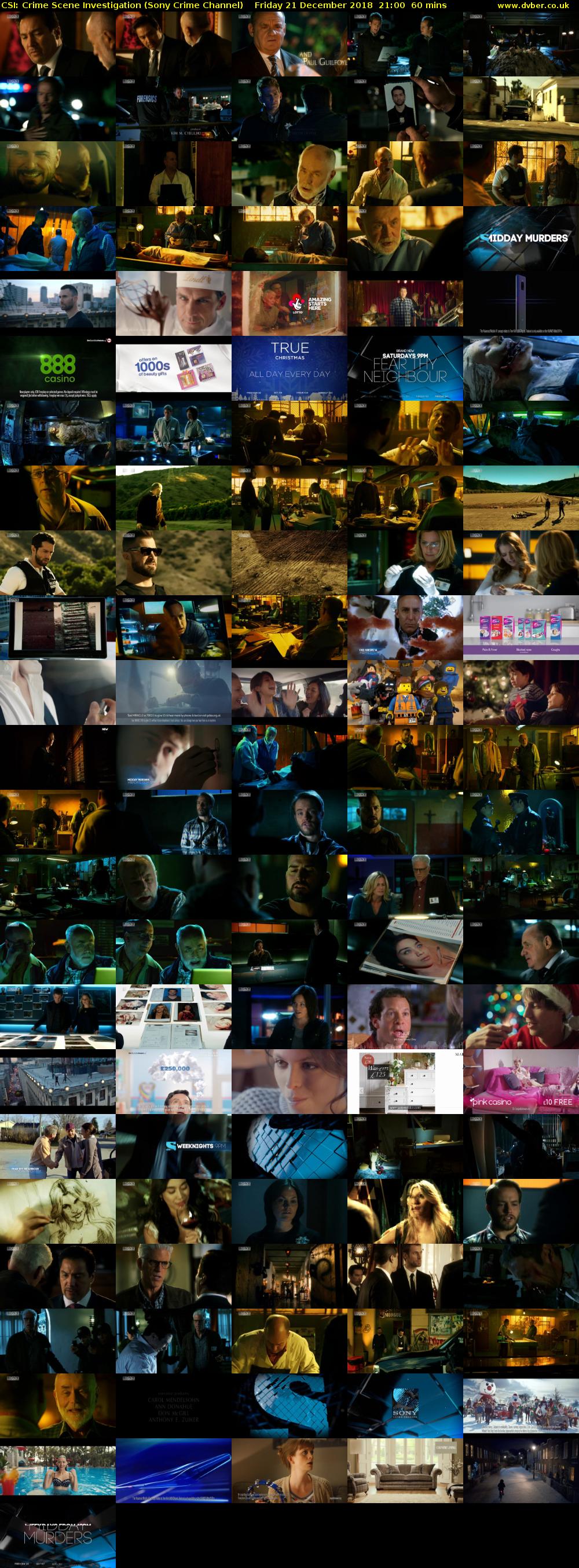 CSI: Crime Scene Investigation (Sony Crime Channel) Friday 21 December 2018 21:00 - 22:00