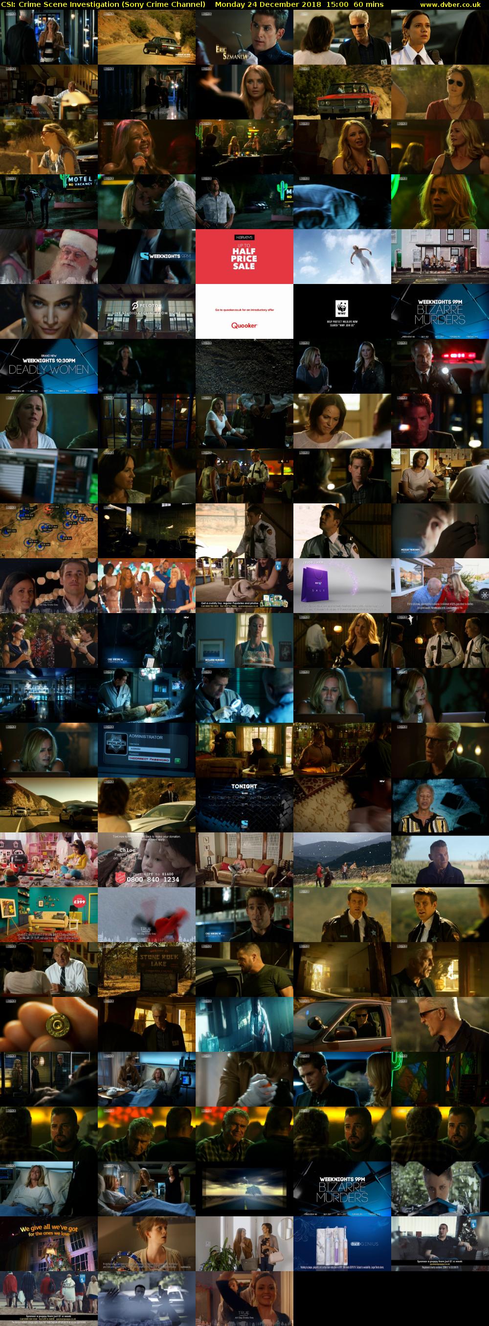 CSI: Crime Scene Investigation (Sony Crime Channel) Monday 24 December 2018 15:00 - 16:00