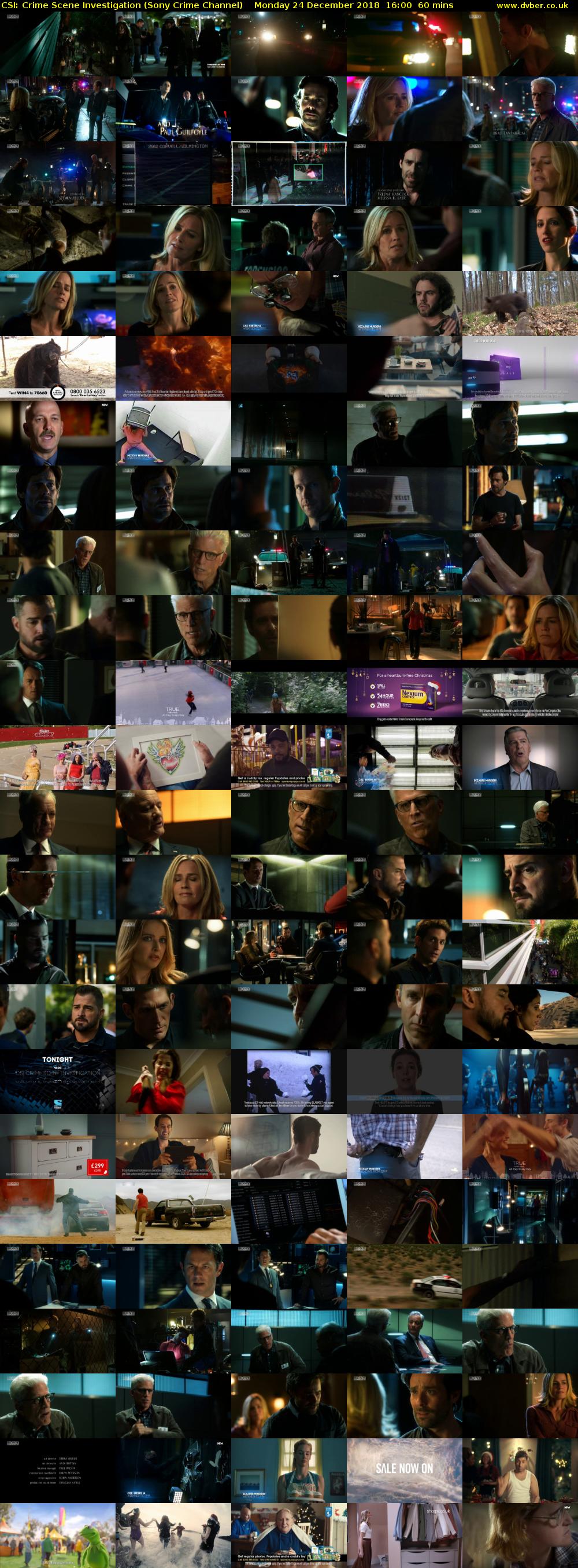 CSI: Crime Scene Investigation (Sony Crime Channel) Monday 24 December 2018 16:00 - 17:00
