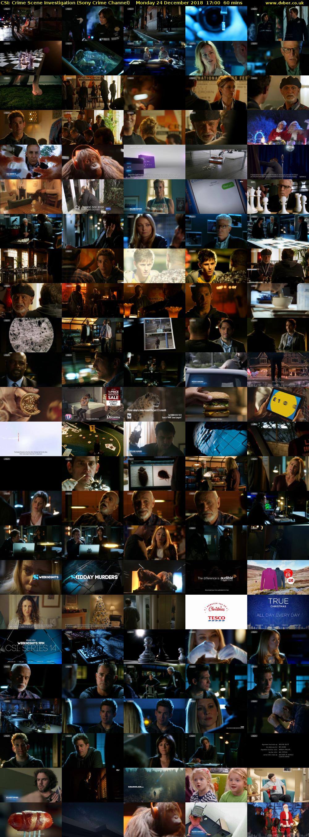 CSI: Crime Scene Investigation (Sony Crime Channel) Monday 24 December 2018 17:00 - 18:00