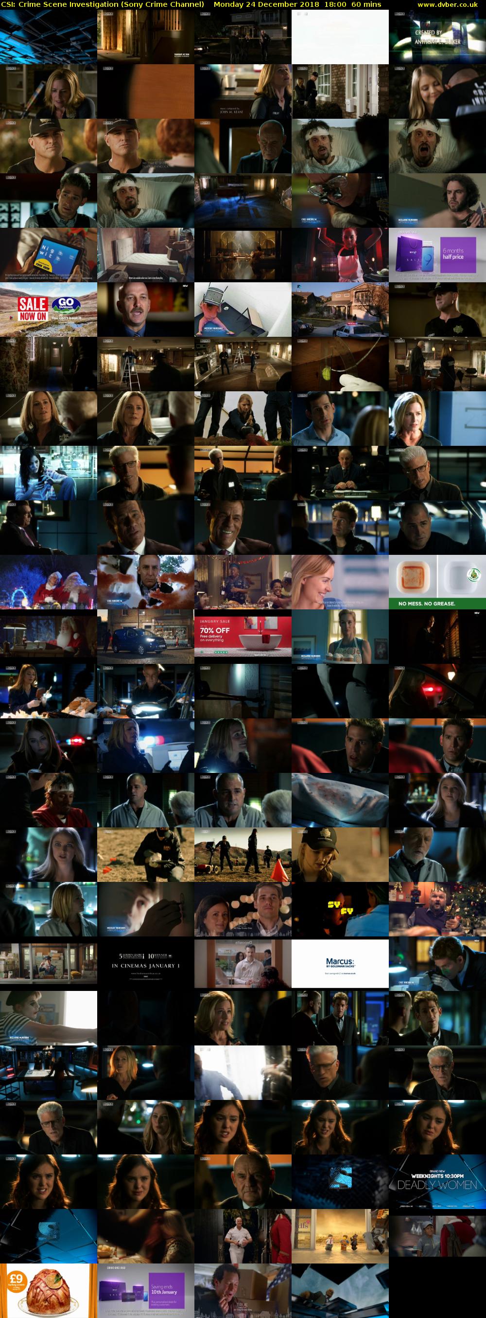 CSI: Crime Scene Investigation (Sony Crime Channel) Monday 24 December 2018 18:00 - 19:00