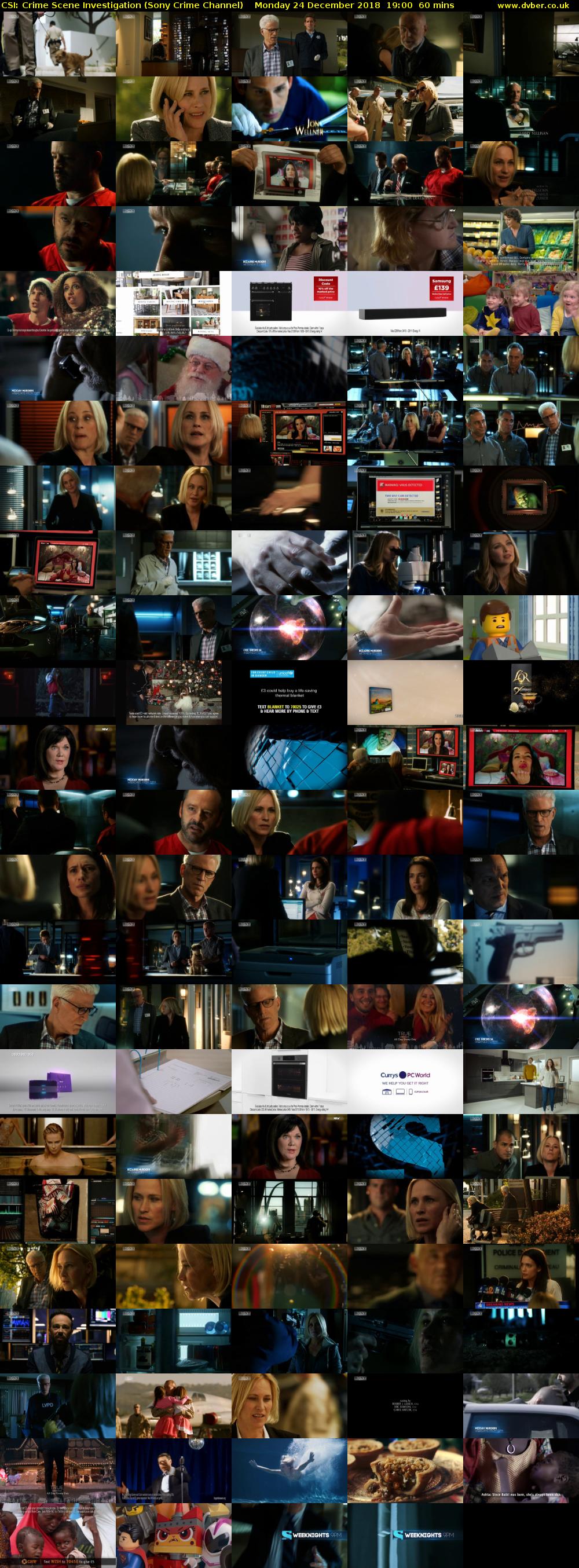 CSI: Crime Scene Investigation (Sony Crime Channel) Monday 24 December 2018 19:00 - 20:00