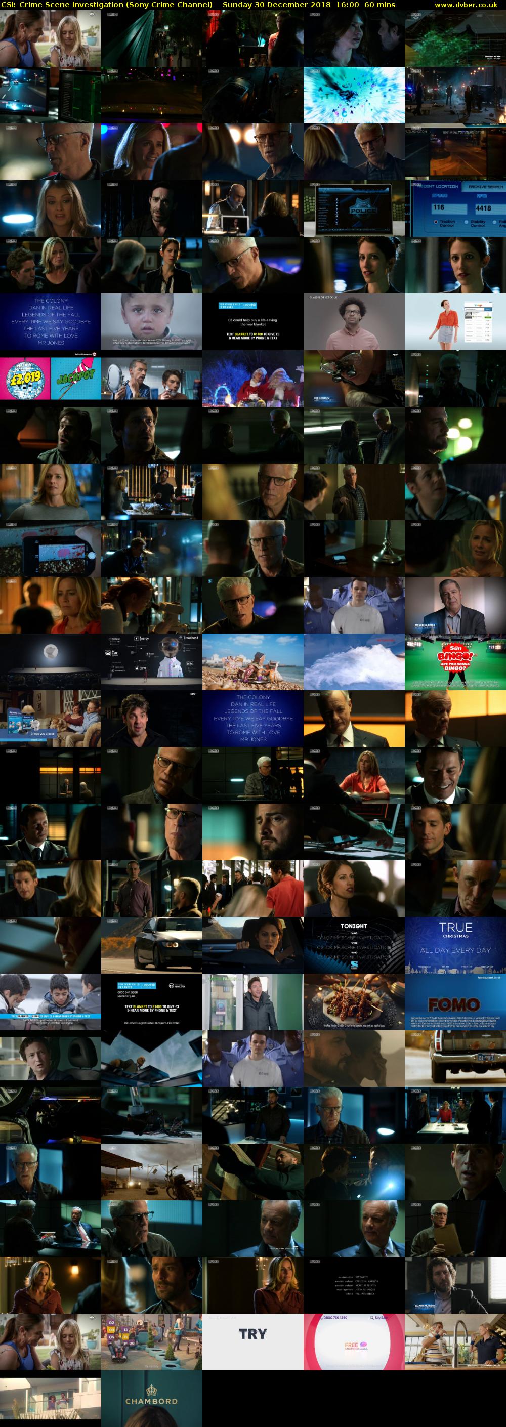 CSI: Crime Scene Investigation (Sony Crime Channel) Sunday 30 December 2018 16:00 - 17:00