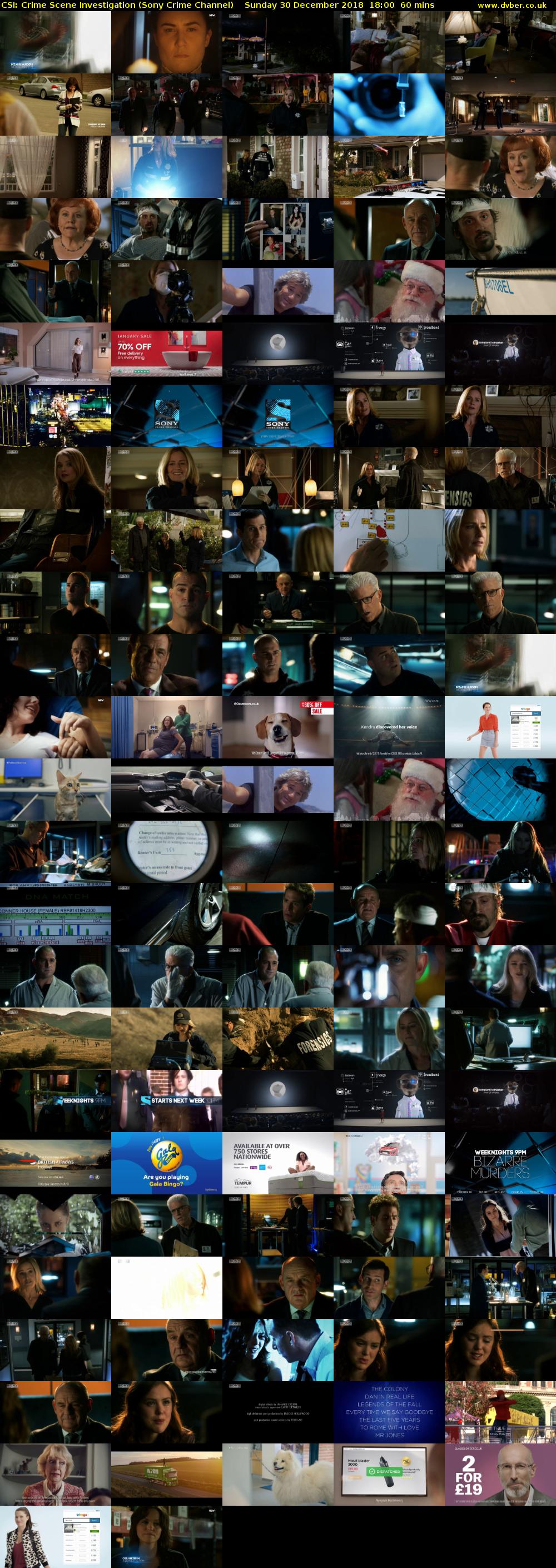 CSI: Crime Scene Investigation (Sony Crime Channel) Sunday 30 December 2018 18:00 - 19:00