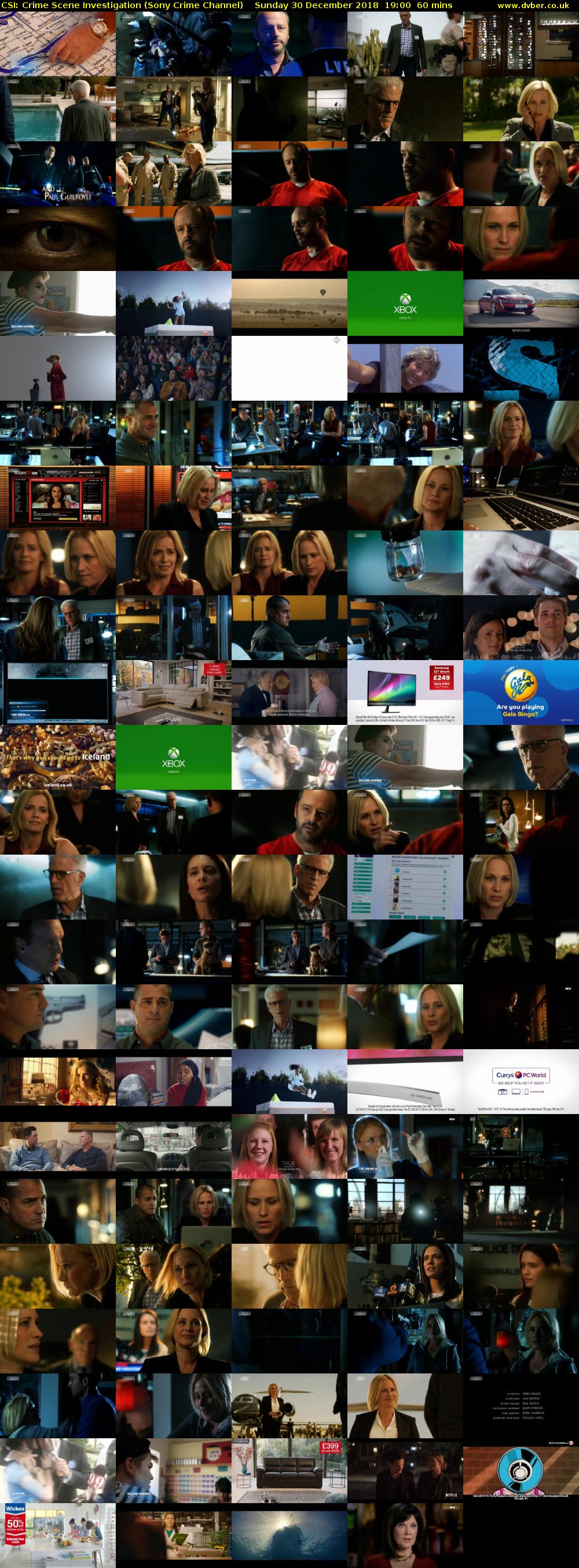 CSI: Crime Scene Investigation (Sony Crime Channel) Sunday 30 December 2018 19:00 - 20:00
