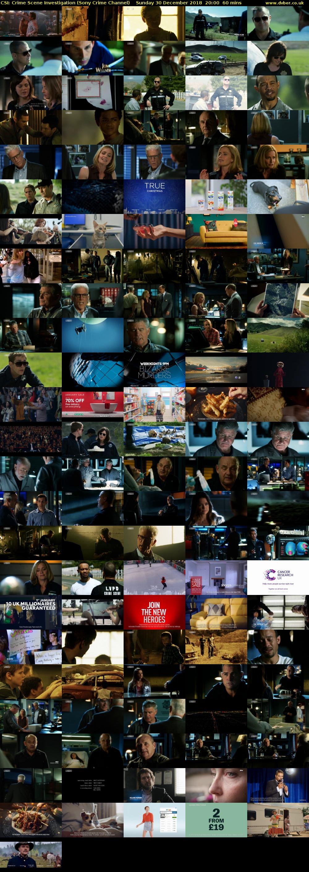 CSI: Crime Scene Investigation (Sony Crime Channel) Sunday 30 December 2018 20:00 - 21:00