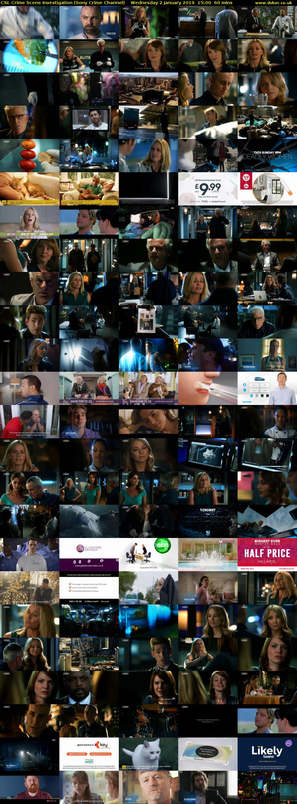 CSI: Crime Scene Investigation (Sony Crime Channel) Wednesday 2 January 2019 15:00 - 16:00