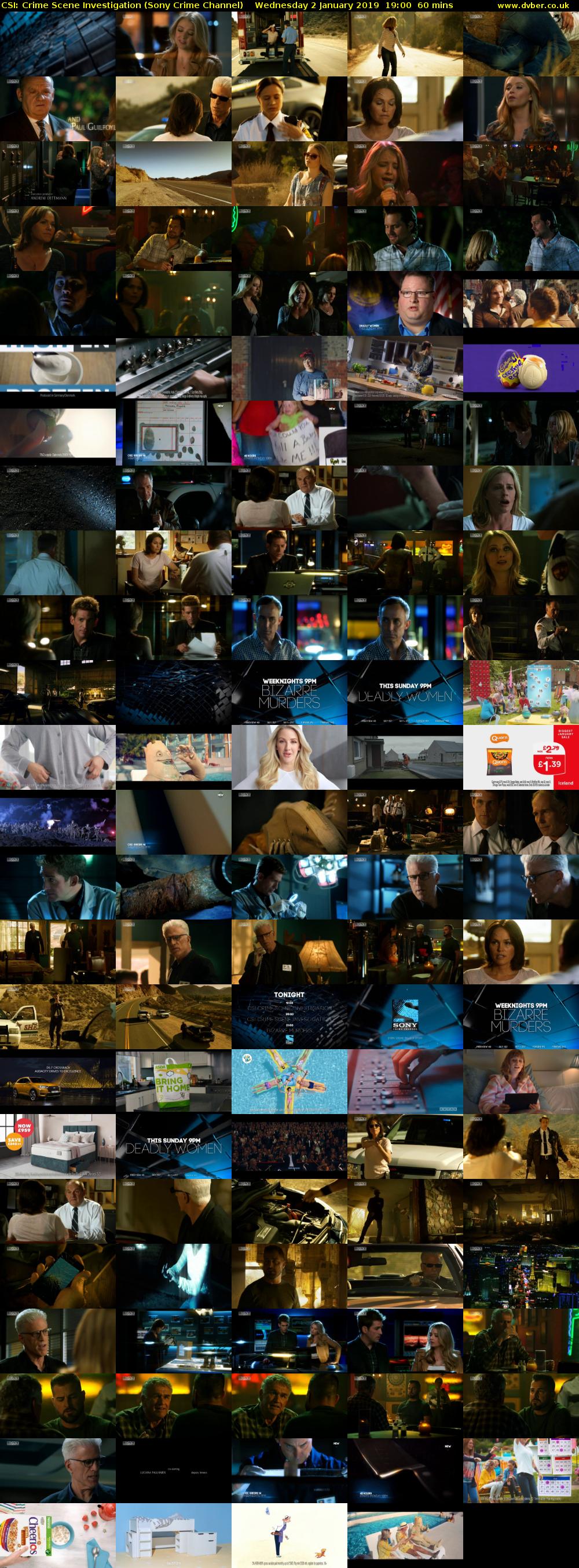 CSI: Crime Scene Investigation (Sony Crime Channel) Wednesday 2 January 2019 19:00 - 20:00