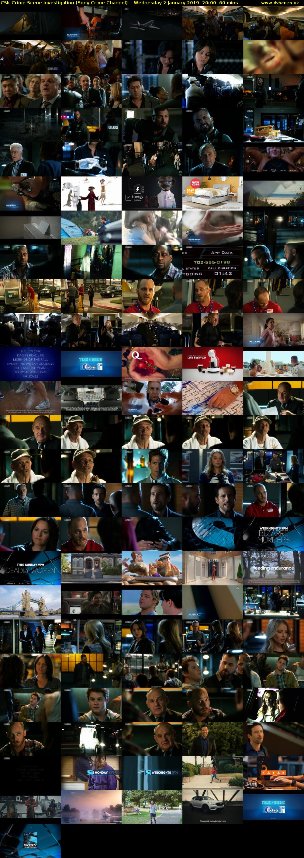 CSI: Crime Scene Investigation (Sony Crime Channel) Wednesday 2 January 2019 20:00 - 21:00