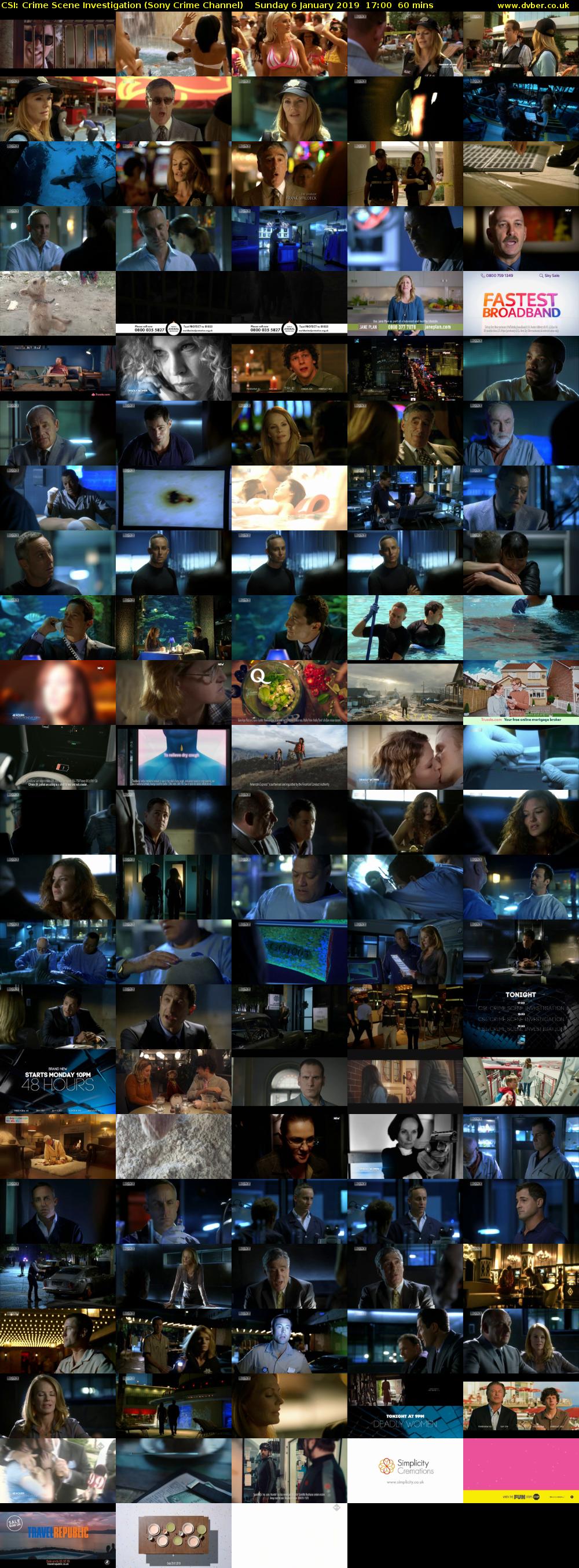 CSI: Crime Scene Investigation (Sony Crime Channel) Sunday 6 January 2019 17:00 - 18:00