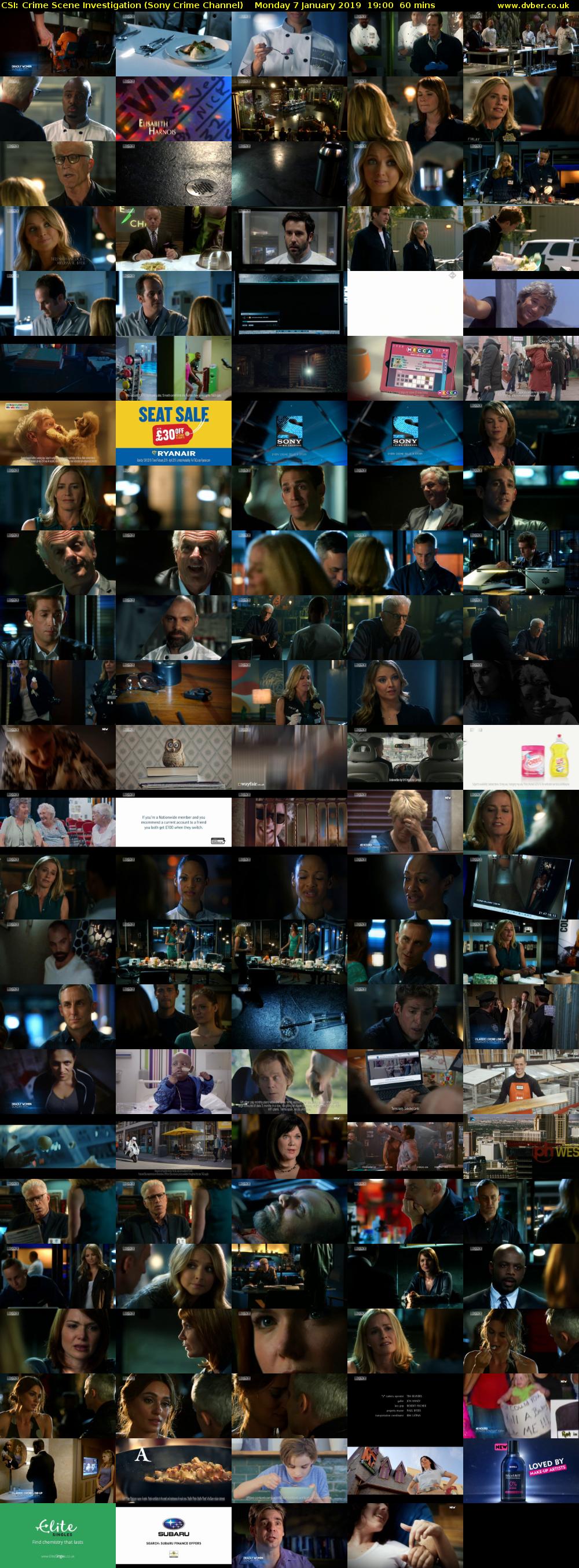 CSI: Crime Scene Investigation (Sony Crime Channel) Monday 7 January 2019 19:00 - 20:00