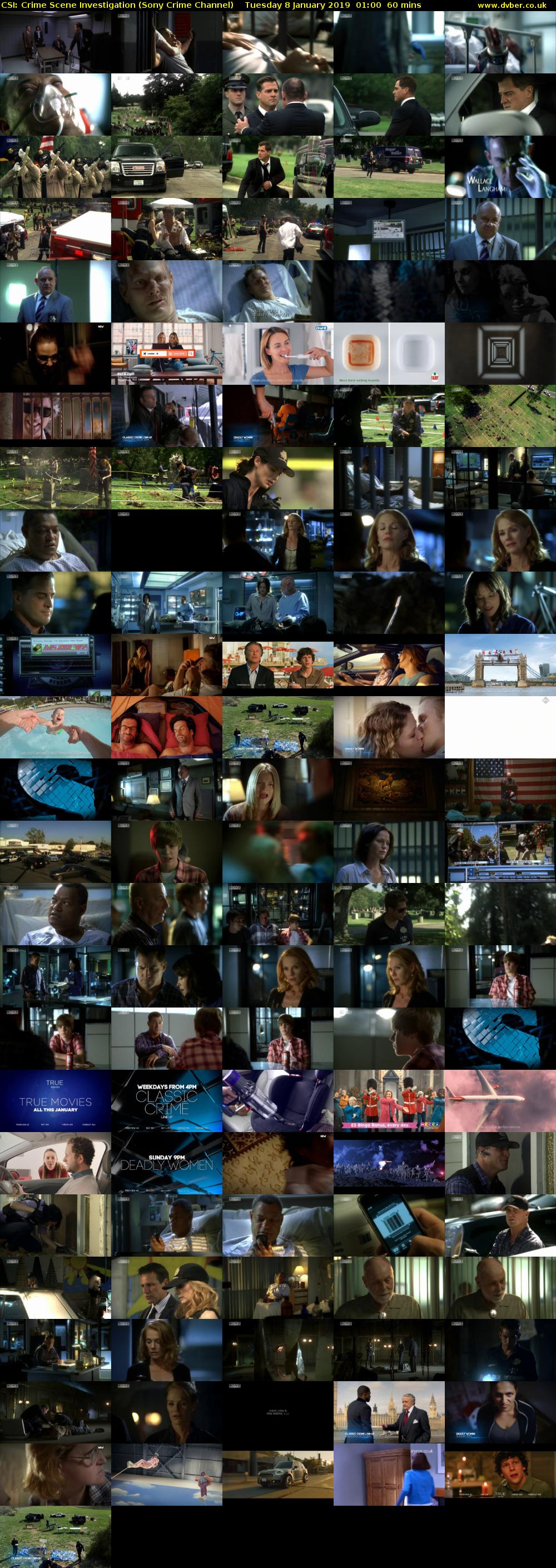 CSI: Crime Scene Investigation (Sony Crime Channel) Tuesday 8 January 2019 01:00 - 02:00