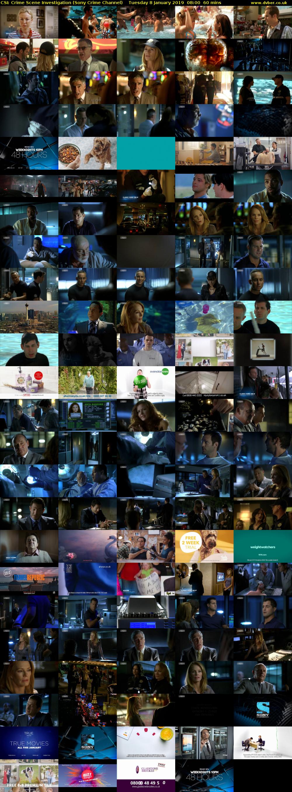 CSI: Crime Scene Investigation (Sony Crime Channel) Tuesday 8 January 2019 08:00 - 09:00