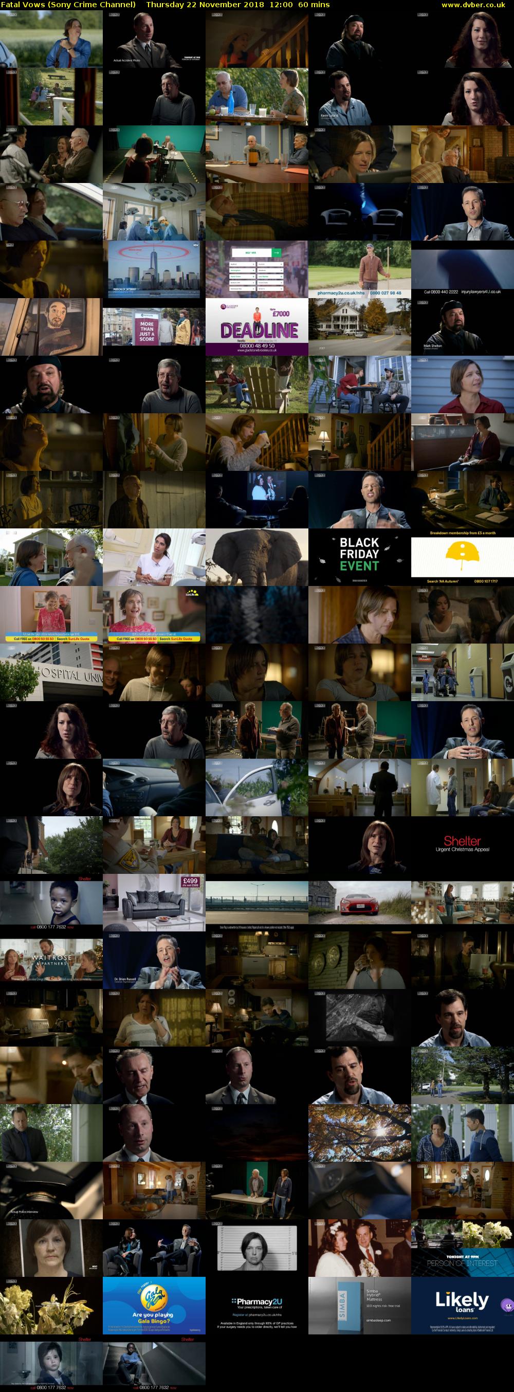 Fatal Vows (Sony Crime Channel) Thursday 22 November 2018 12:00 - 13:00