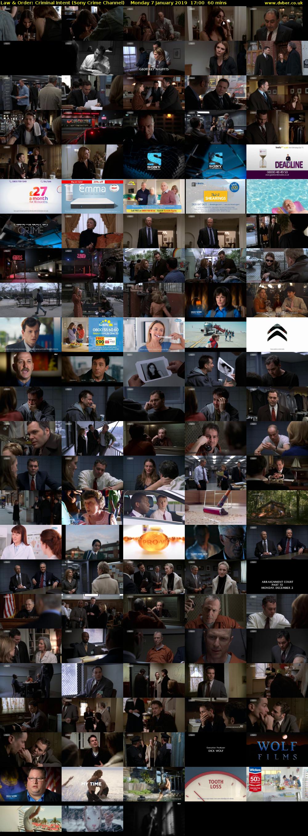 Law & Order: Criminal Intent (Sony Crime Channel) Monday 7 January 2019 17:00 - 18:00