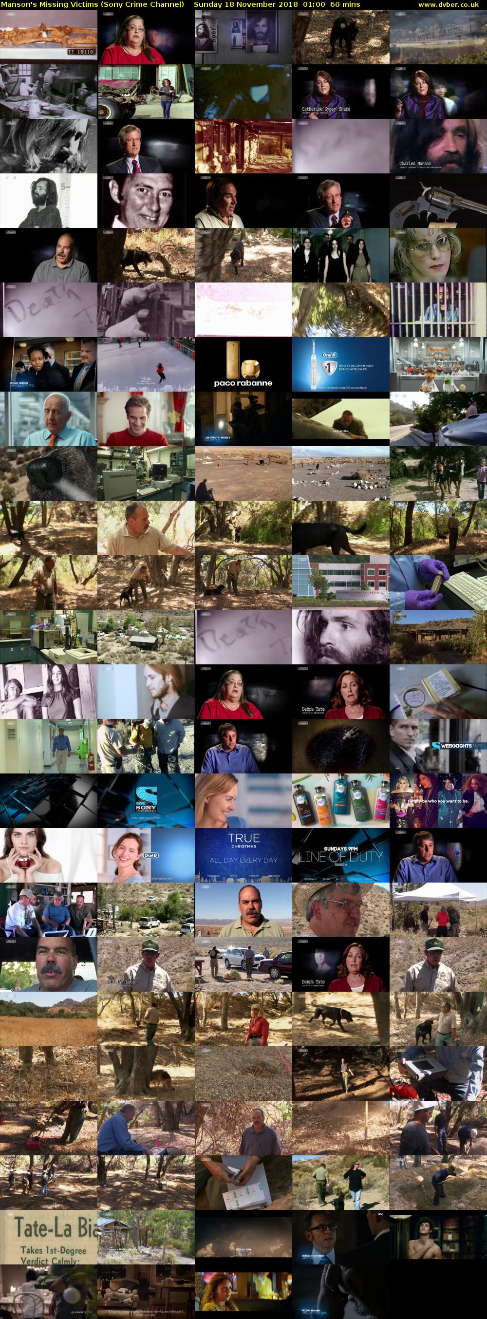 Manson's Missing Victims (Sony Crime Channel) Sunday 18 November 2018 01:00 - 02:00