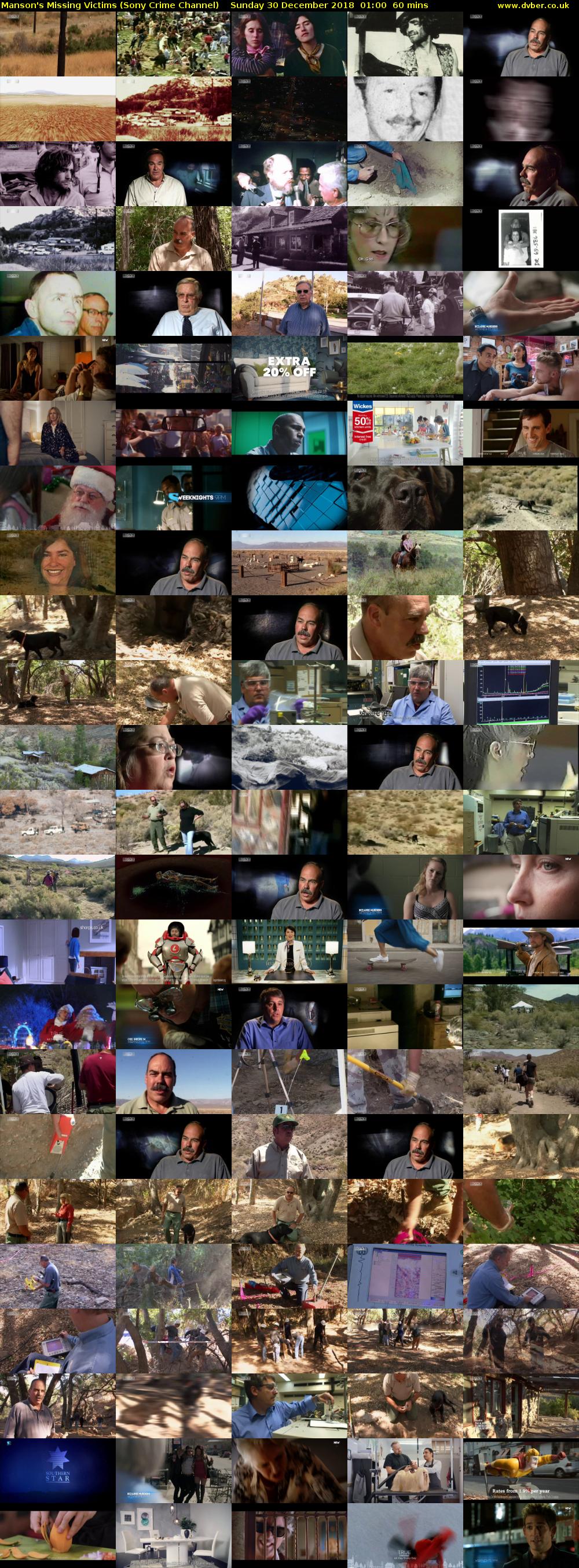 Manson's Missing Victims (Sony Crime Channel) Sunday 30 December 2018 01:00 - 02:00