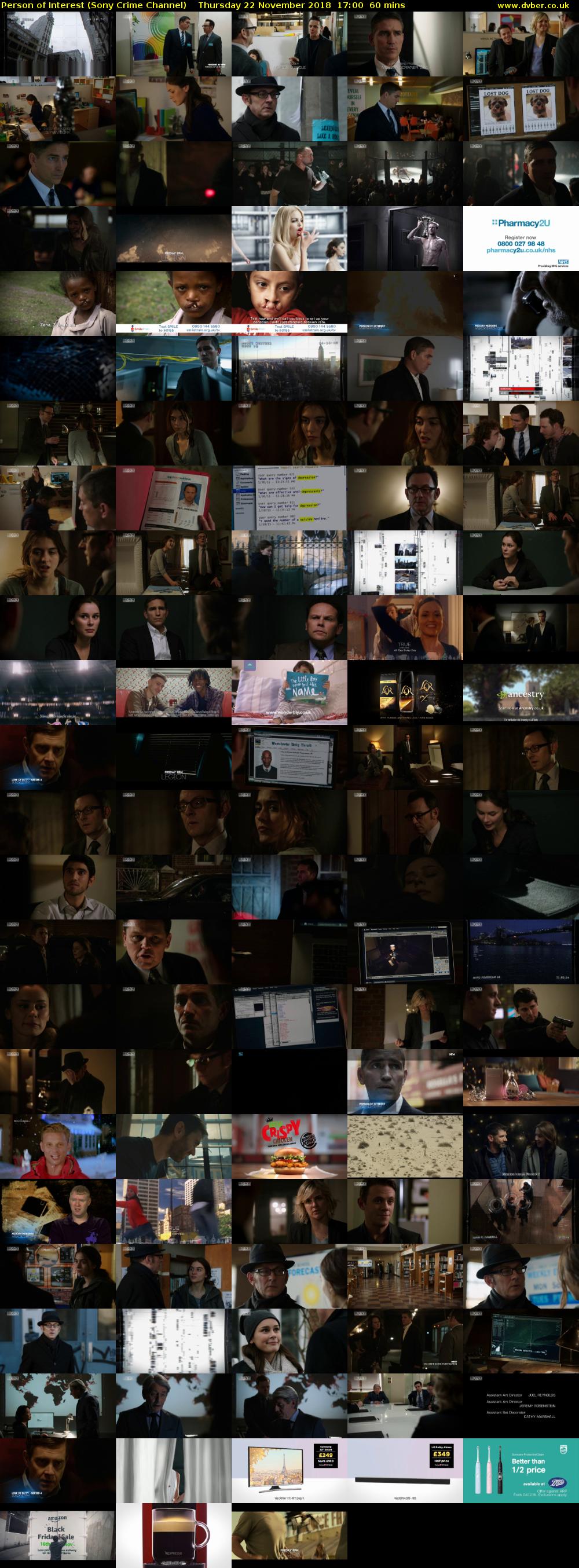 Person of Interest (Sony Crime Channel) Thursday 22 November 2018 17:00 - 18:00