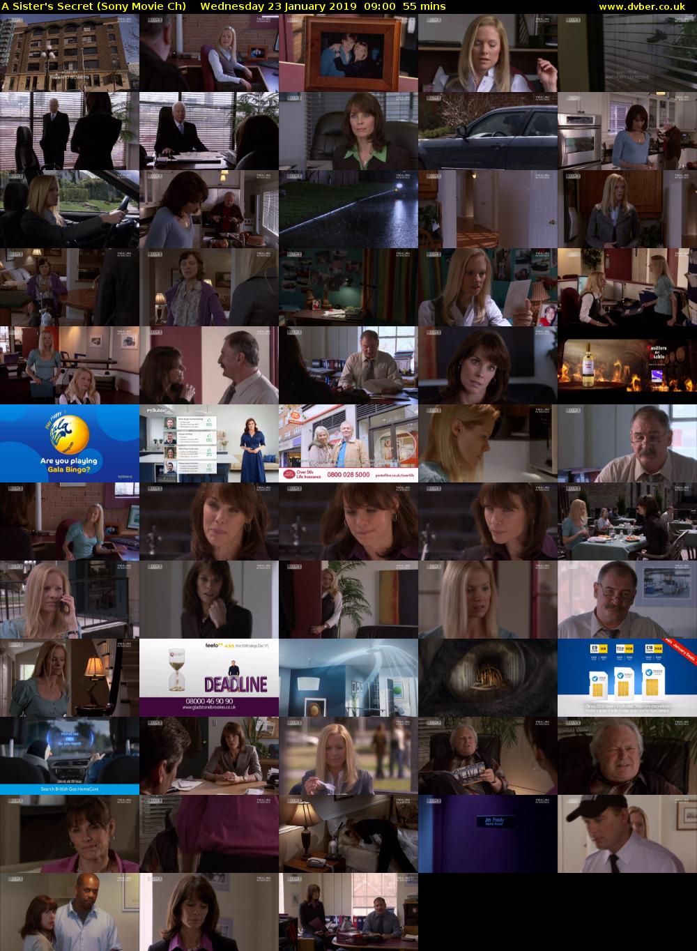 A Sister's Secret (Sony Movie Ch) Wednesday 23 January 2019 09:00 - 09:55