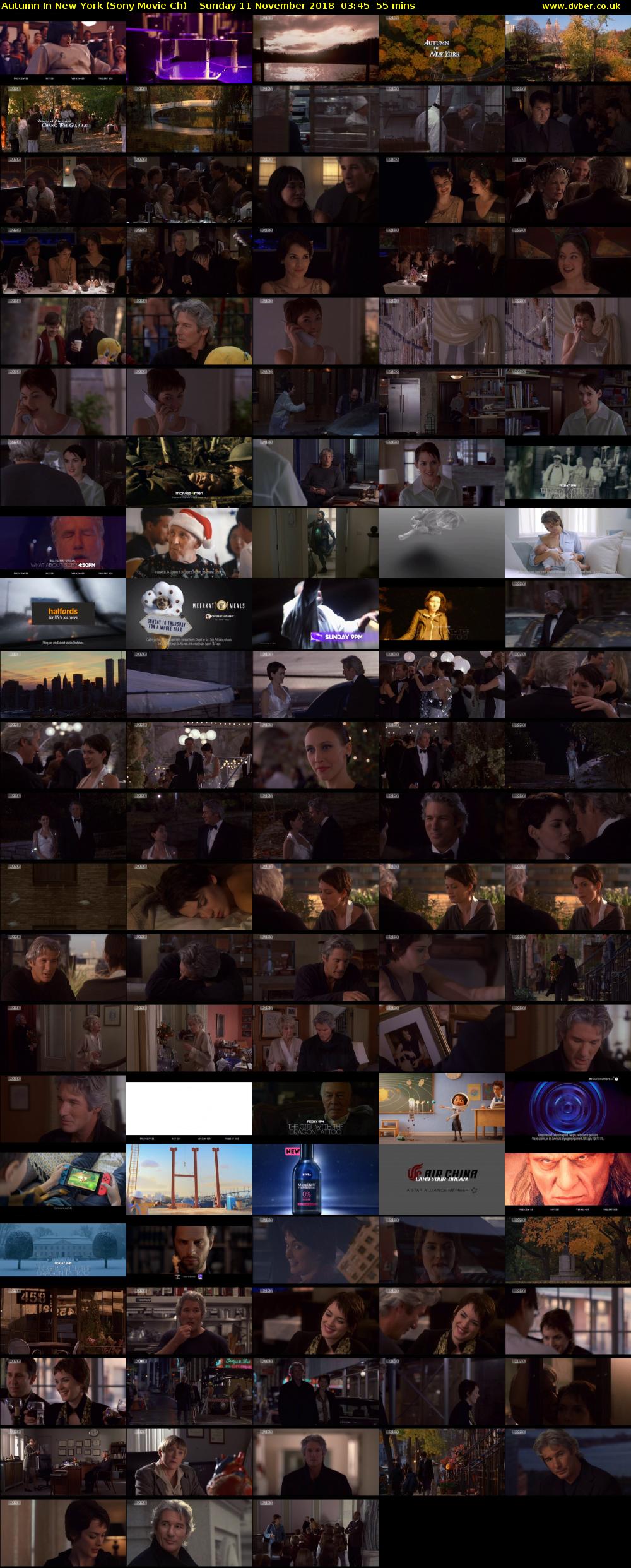 Autumn In New York (Sony Movie Ch) Sunday 11 November 2018 03:45 - 04:40