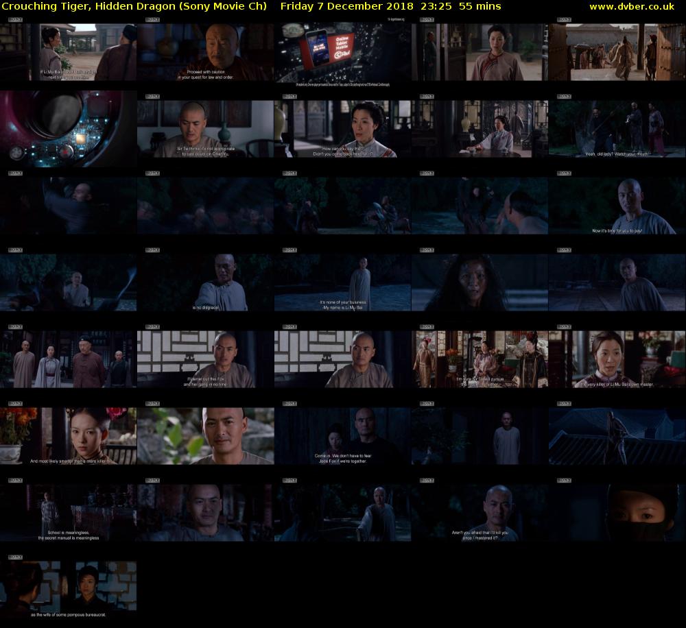 Crouching Tiger, Hidden Dragon (Sony Movie Ch) Friday 7 December 2018 23:25 - 00:20