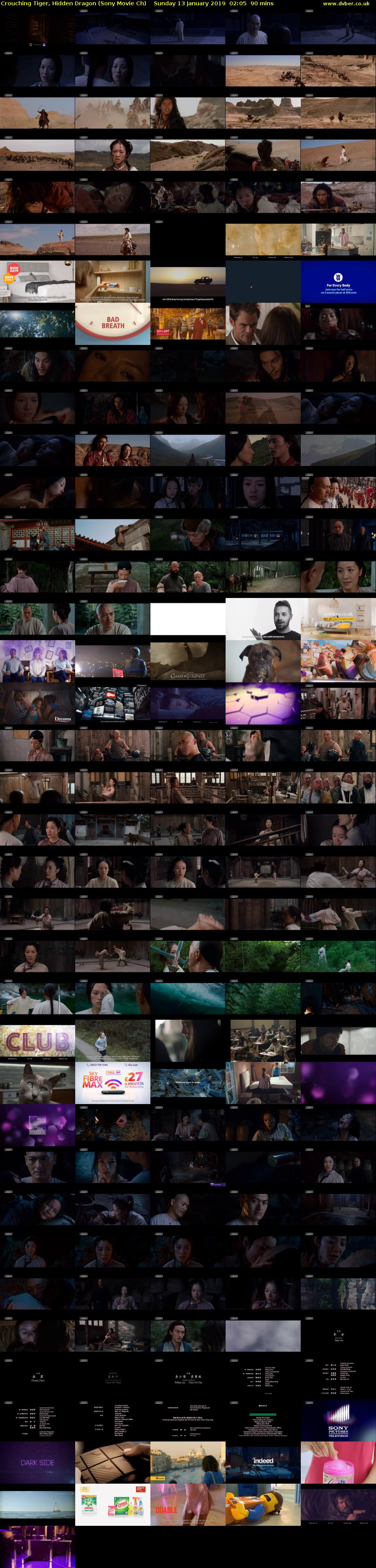 Crouching Tiger, Hidden Dragon (Sony Movie Ch) Sunday 13 January 2019 02:05 - 03:35