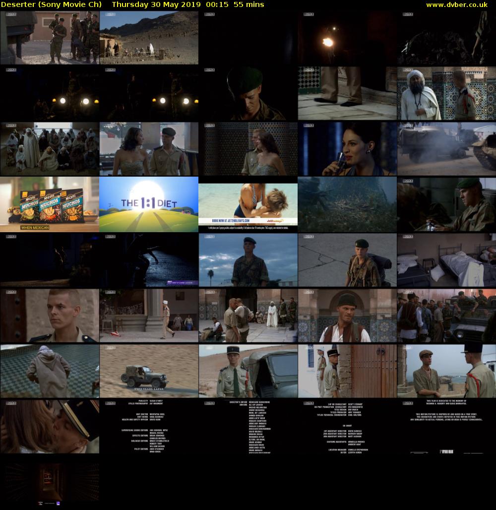 Deserter (Sony Movie Ch) Thursday 30 May 2019 00:15 - 01:10