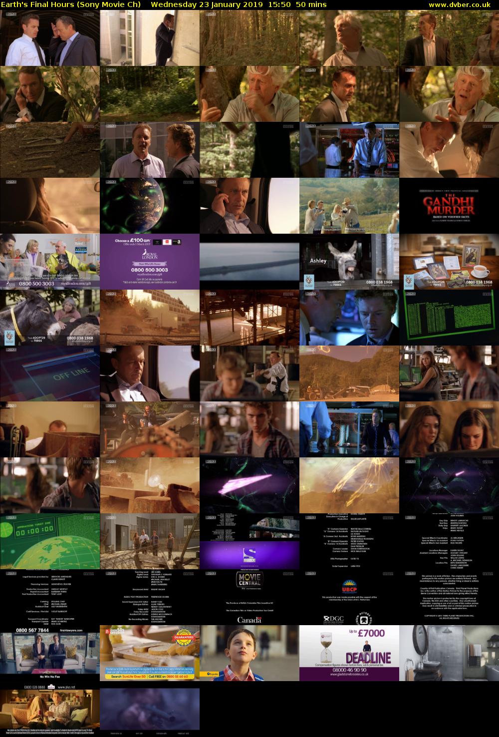 Earth's Final Hours (Sony Movie Ch) Wednesday 23 January 2019 15:50 - 16:40