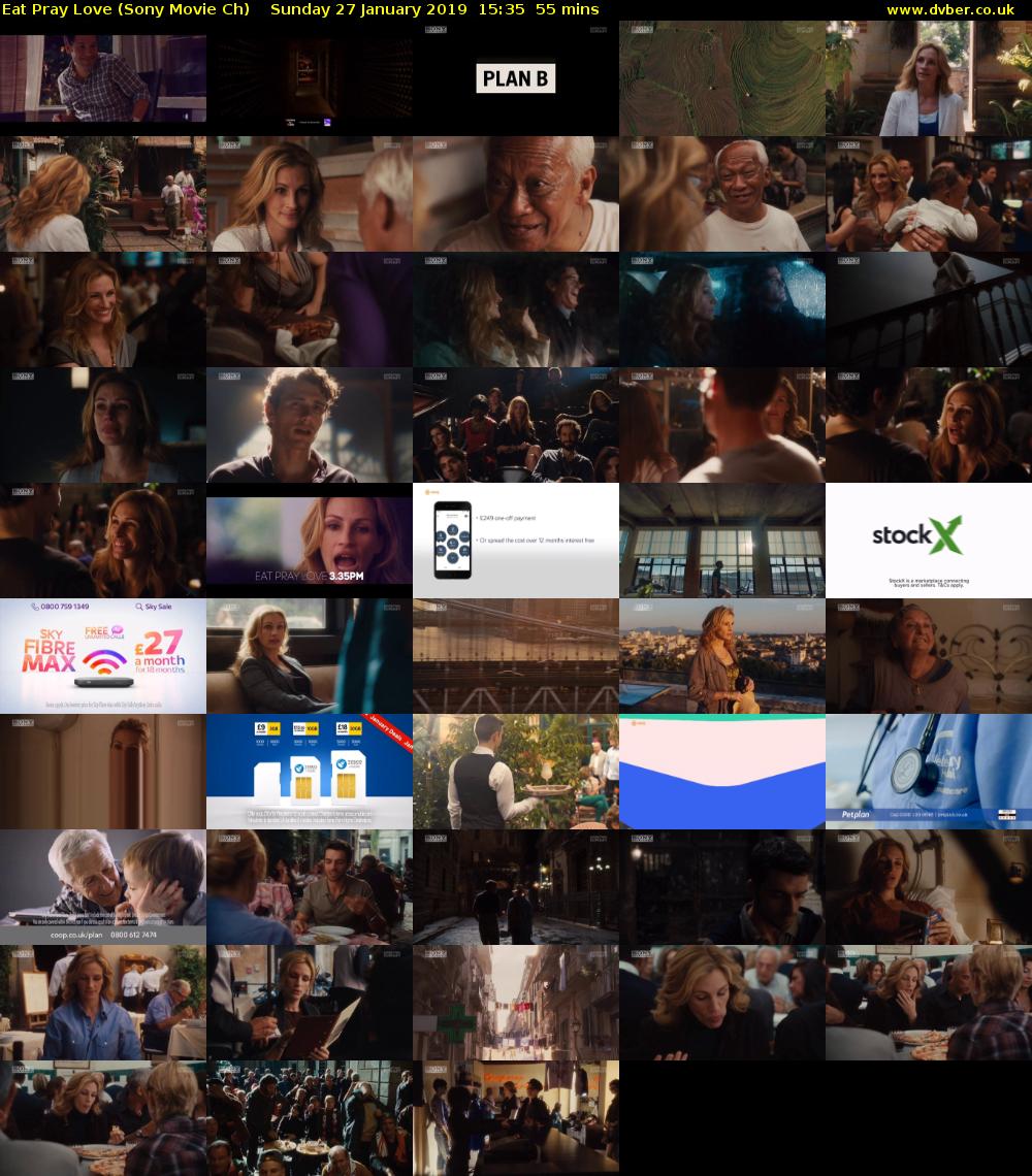 Eat Pray Love (Sony Movie Ch) Sunday 27 January 2019 15:35 - 16:30